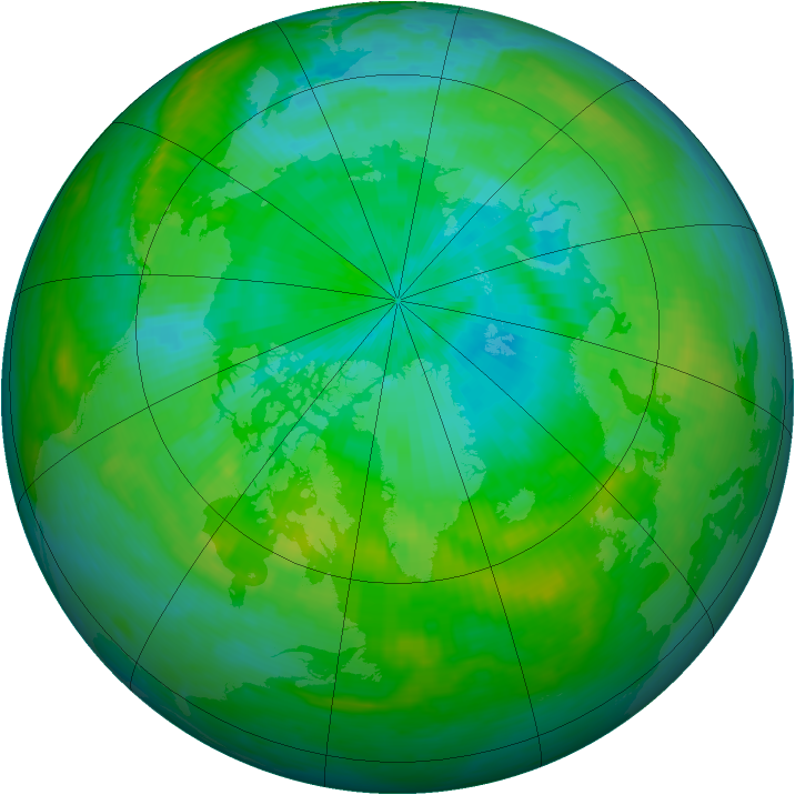 Arctic ozone map for 11 August 1988